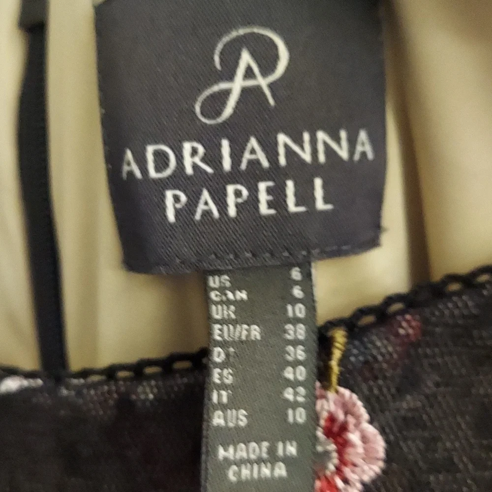 ADRIANNA PAPELL Black Floral Embroidered Tiered Fit Off-the-Shoulder Dress NEW 6 - Picture 13 of 15